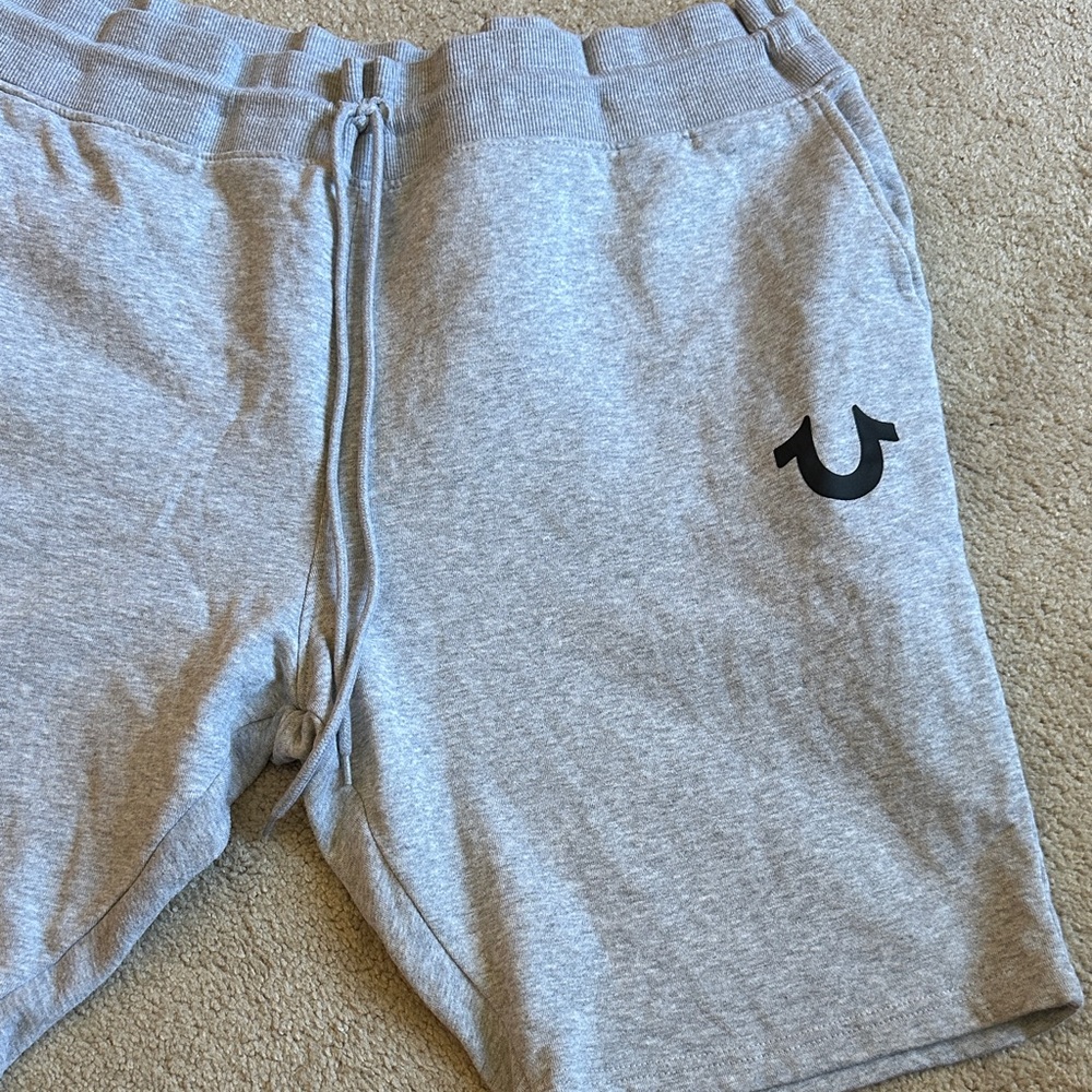 True Religion Men's Athletic Light Gray Shorts